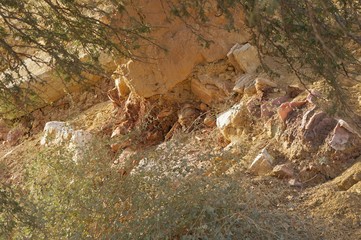 Pink crystals in the Red Canyon near Eilat, Israel