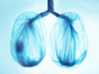 The concept of air pollution, it is difficult to breathe. Light from a plastic bag. Lung disease....