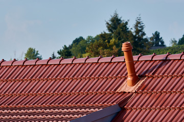 Ventilation System pipe on a rooftop in Germany, air circulation for modern houses