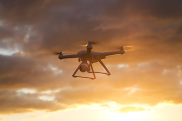 Drone on Cloud Background