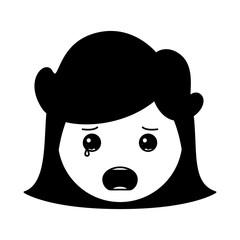 cartoon woman crying head kawaii character