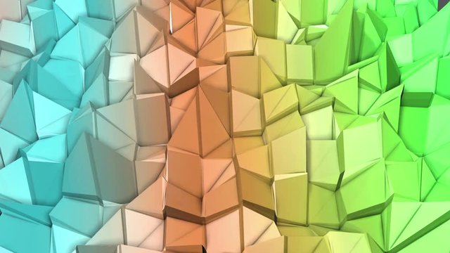 flatness, polygons, low polygonal, multicolored, squares, bends, breaks, move, wave, faces, line, surface, green, 3d, rendering, background, backdrop, abstract, bright, smooth, shadows