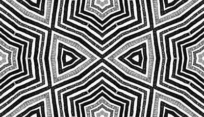 Dark black and white Geometric Watercolor. Dazzling Seamless Pattern. Hand Drawn Stripes. Brush Text