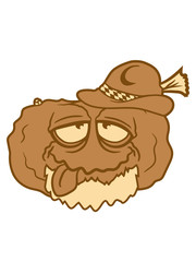 gesicht lustig deutschland oktoberfest german potato hut party feiern bier saufen bayern kartoffel gemüse essen lecker kochen küche koch hunger comic cartoon clipart cool