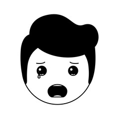 cartoon sad man head kawaii character
