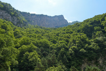 Mountain view of Tsey gorge. Republic of North Ossetia - Alania, Russia