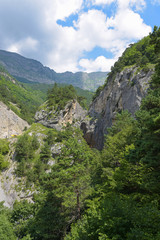 Fototapeta na wymiar Mountain view of Tsey gorge. Republic of North Ossetia - Alania, Russia