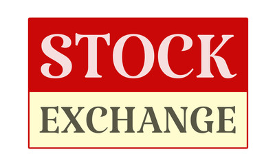 stock exchange - written on red card on white background