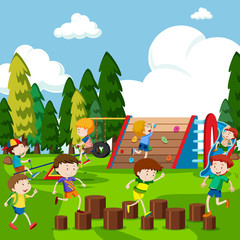 Naklejka premium Kids having fun in park