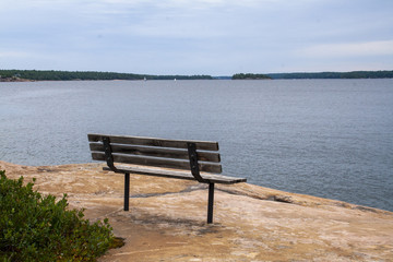 Obraz na płótnie Canvas Bench in Parry Sound, Ontario — Canada