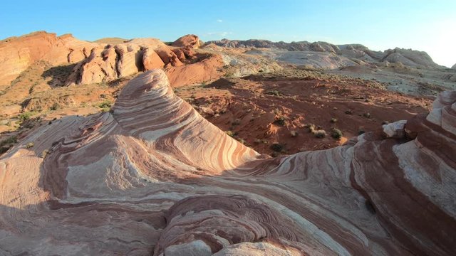 The top of popular Fire Wave in Valley of Fire State Park, Nevada, United States.