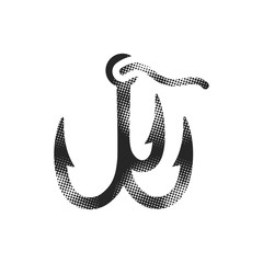 Halftone Icon - Fishing hook