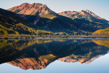 Beautiful and Colorful Colorado Rocky Mountain Autumn Scenery - Crystal Lake in the San Juan Mountains.