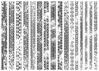 Tire tracks of various vehicles