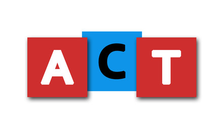 Act - letters written in beautiful boxes on white background