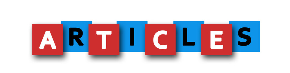 Articles - letters written in beautiful boxes on white background