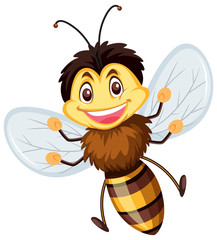 A happy bee on white background
