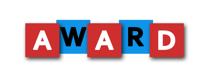 Award - letters written in beautiful boxes on white background