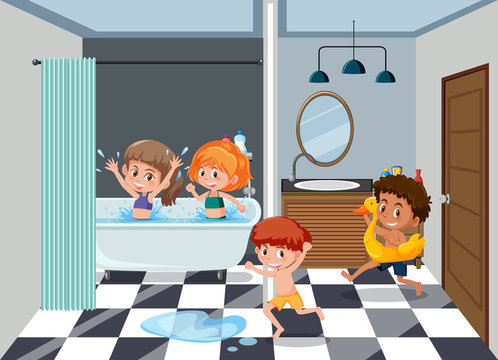 Children in the bathroom