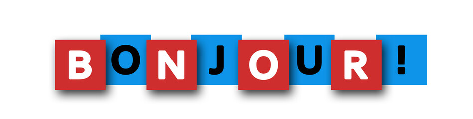 Bonjour! - letters written in beautiful boxes on white background © Hepta