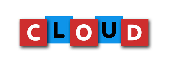 Cloud - letters written in beautiful boxes on white background