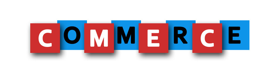 Commerce - letters written in beautiful boxes on white background