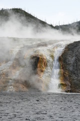 hot waterfall in yellowstone