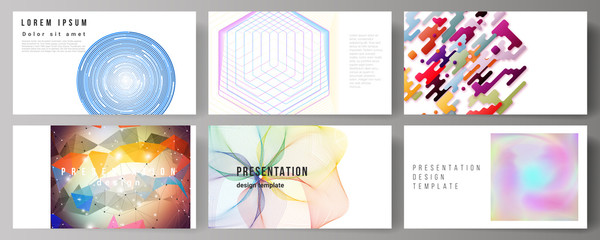 The minimalistic abstract vector illustration of the editable layout of the presentation slides design business templates. Abstract colorful geometric backgrounds in minimalistic design to choose from