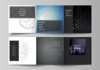The minimal vector editable layout of square format covers design templates for trifold brochure, flyer, magazine. Technology, science, future concept abstract futuristic backgrounds.