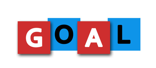 Goal - letters written in beautiful boxes on white background
