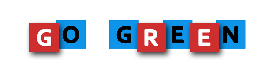 Go-Green - letters written in beautiful boxes on white background