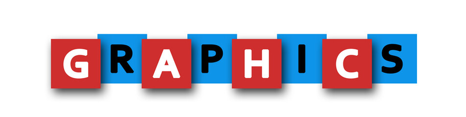 Graphics - letters written in beautiful boxes on white background