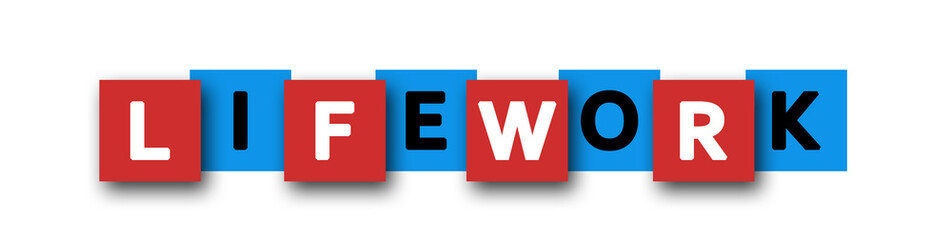 Lifework - letters written in beautiful boxes on white background