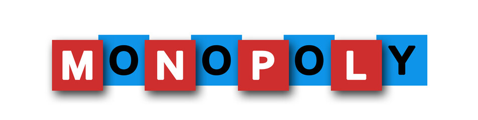 Monopoly - letters written in beautiful boxes on white background