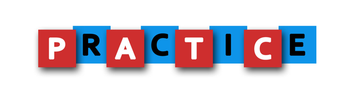 Practice - letters written in beautiful boxes on white background