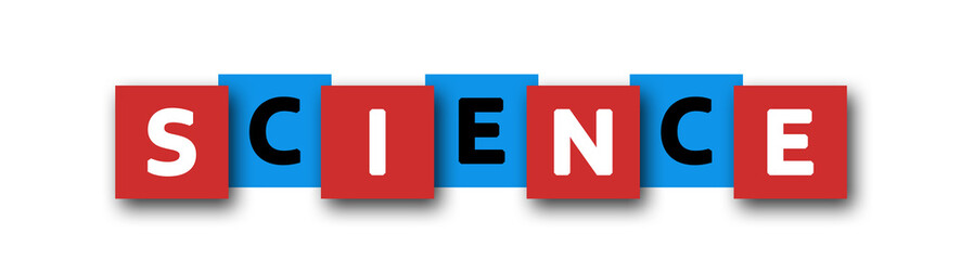 Science - letters written in beautiful boxes on white background