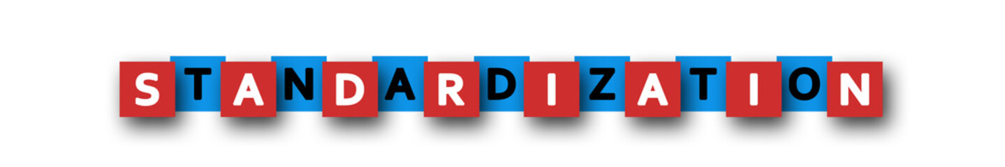 Standardization - letters written in beautiful boxes on white background