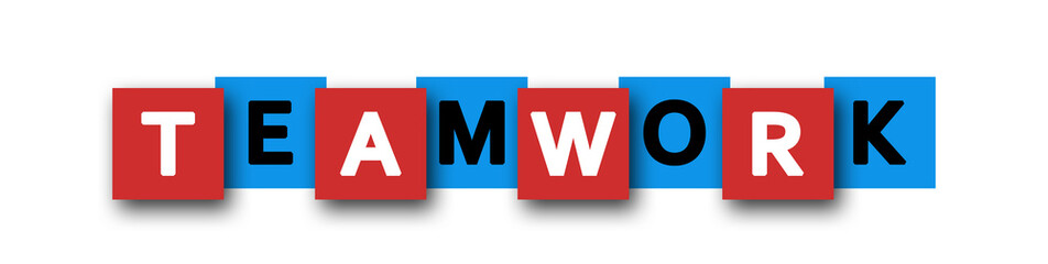 Teamwork - letters written in beautiful boxes on white background