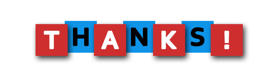 Thanks! - letters written in beautiful boxes on white background