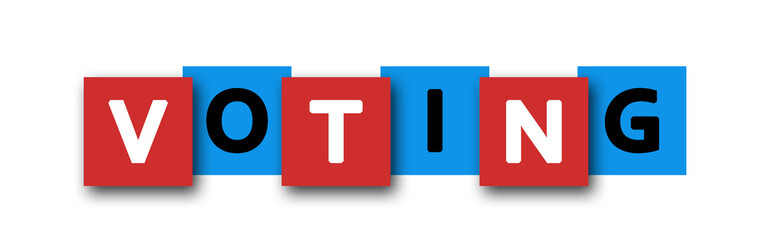 Voting - letters written in beautiful boxes on white background