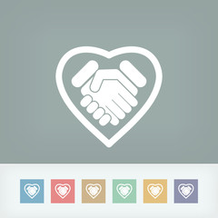 Love handshake minimal icon