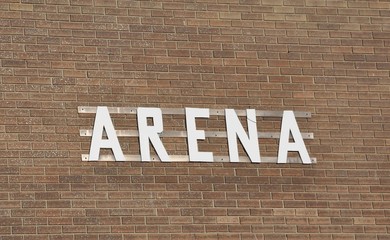 Fototapeta premium Arena sign outside the building
