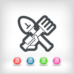 Shovel and rake icon