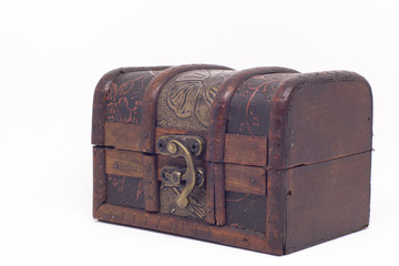 side old wood box in a white background 