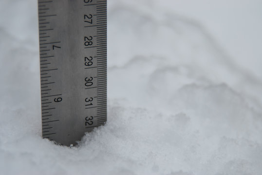 Measurement Of Snow With Metal Ruler