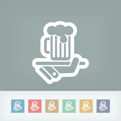 Waiter serving beer icon