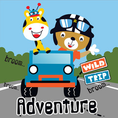 wild trip adventure animal cartoon vector