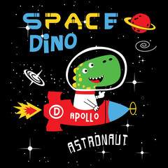 space dino cartoon vector - 223646387