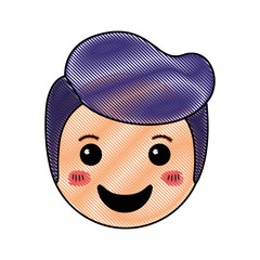 cartoon happy man head kawaii character