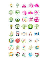 variation mixed herb plant technology image vector icon logo symbol set